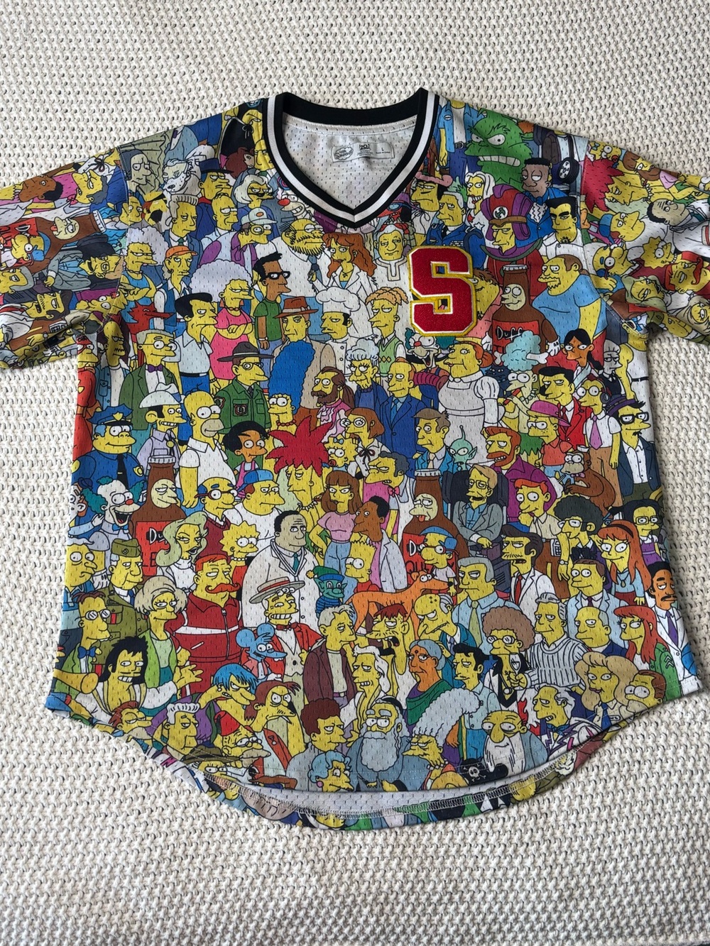Mens Multicolor Simpsons Character Print Short Sleeve Top